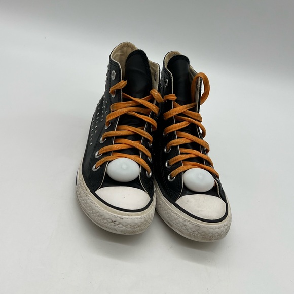 Converse Shoes - Vintage Converse all star Women Sz 6 Black Leather Sliver Studded Spikes Sneaker
